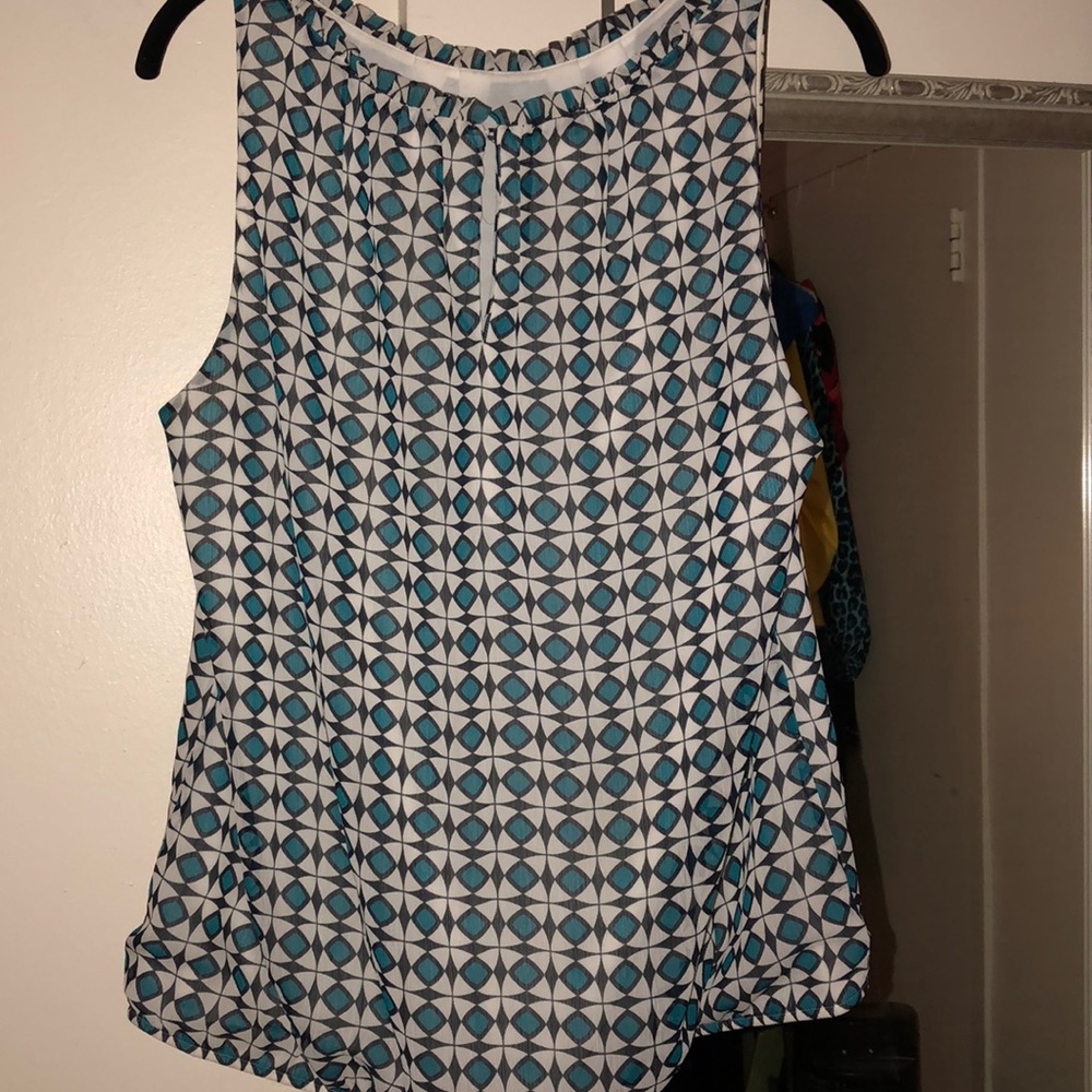 Ann Taylor Blue Printed Top L